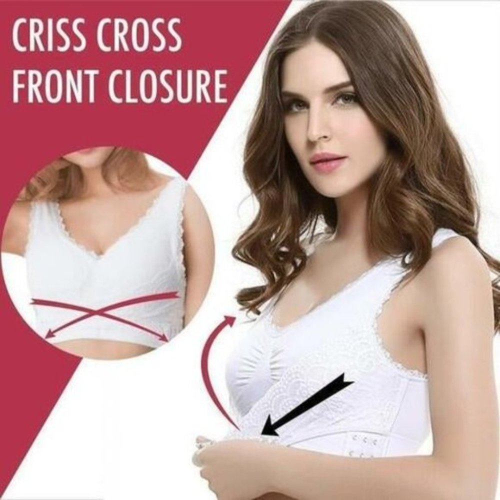 Bras Instant Lift Front Cross Side Buckle Lace Bra XL